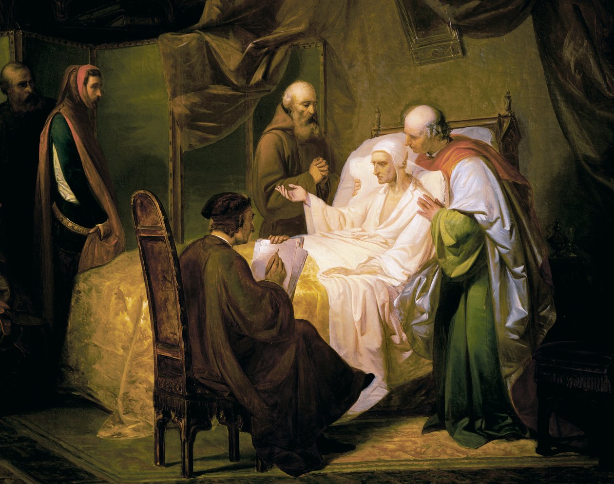 دانتي أليغيري (1265-1321) على فراش الموت بواسطة أوجينيو موريتي لاريس
