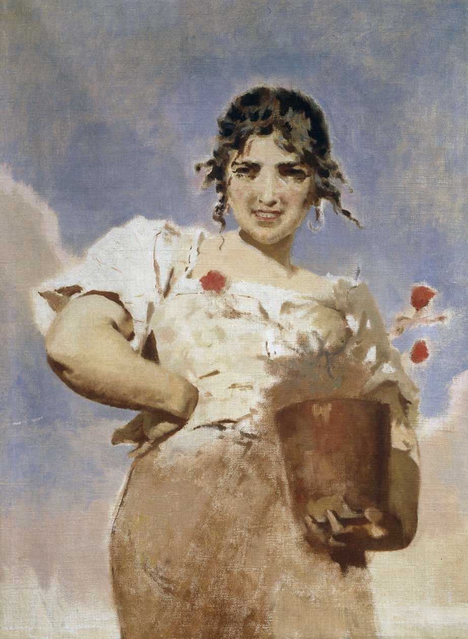 بائع الزهور (La Fioraia) (زيت على قماش) بواسطة أوجينيو براتي
