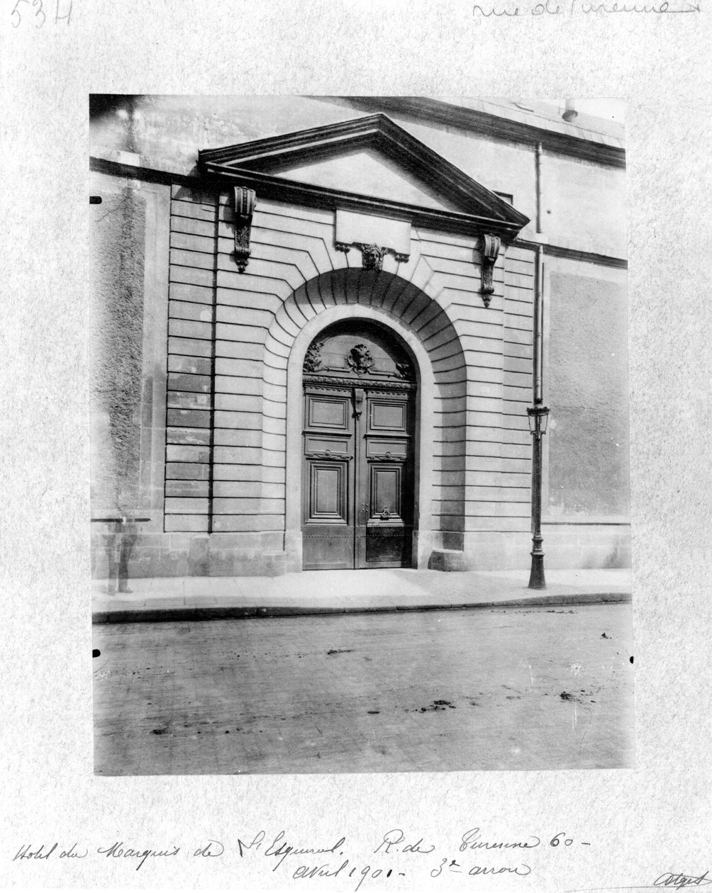 Hotel du Grand Veneur in Paris، 60 rue de Turenne، 1901 بواسطة يوجين أتيج