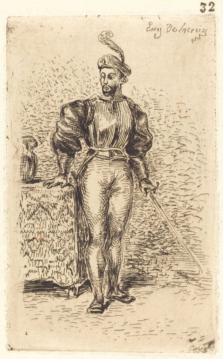 رجل يحمل أسلحة Un Homme d'armes ، ١٨٣٣. بواسطة يوجين ديلاكروا