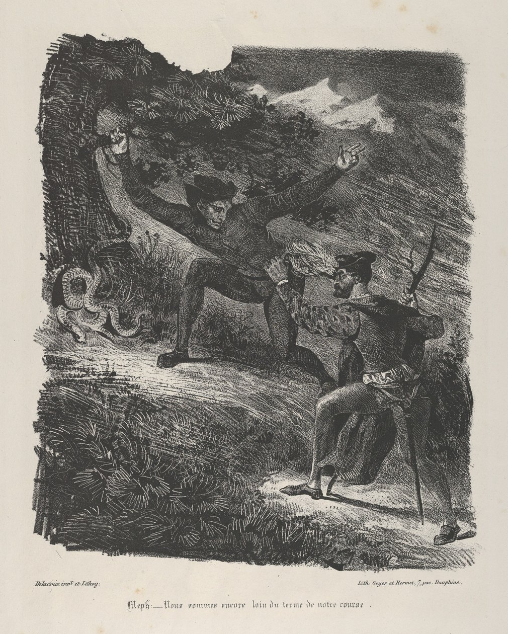 فاوست ومفيستوفيليس في جبال هارتز جوته ، فاوست ، 1825-27. ، 1825-27. بواسطة يوجين ديلاكروا