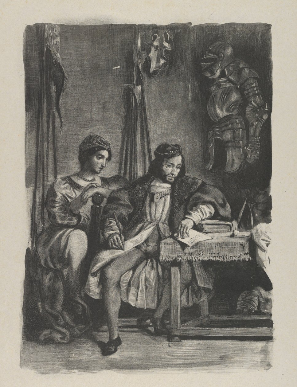 Goetz von Berlichingen كتابة مذكراته ، 1836-43. ، 1836-43. بواسطة يوجين ديلاكروا