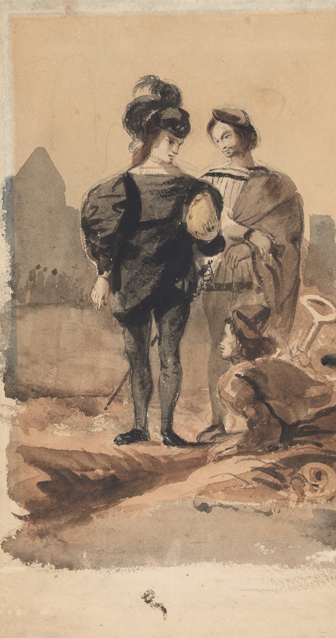 هاملت وهوراشيو في المقبرة ، 1827-1828. بواسطة يوجين ديلاكروا