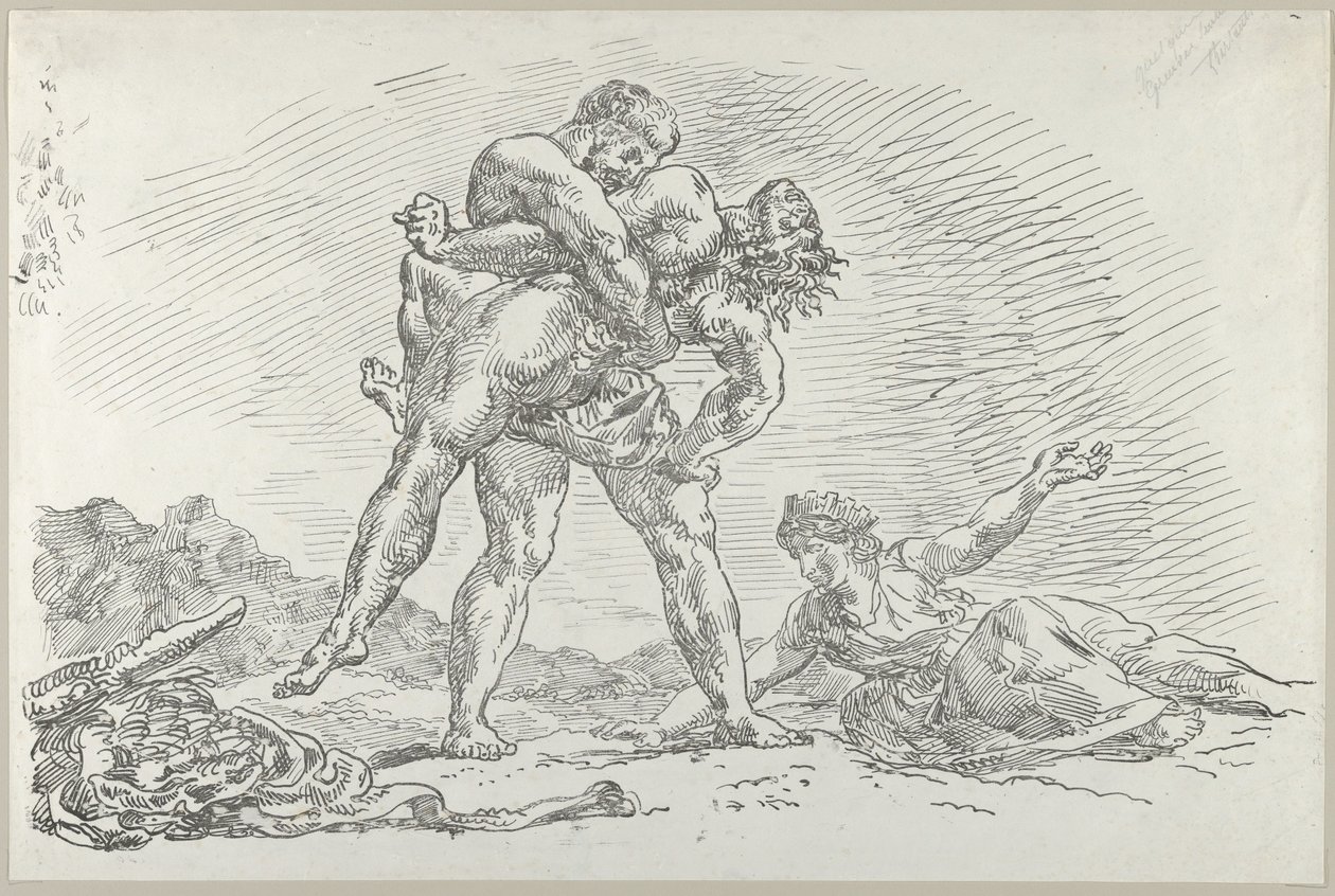هرقل وأنتيوس ، 1852. ، 1852. بواسطة يوجين ديلاكروا