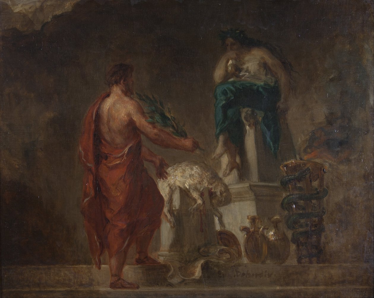 Lycurgus Consulting the Pythia بواسطة فرديناند فيكتور يوجين ديلاكروا