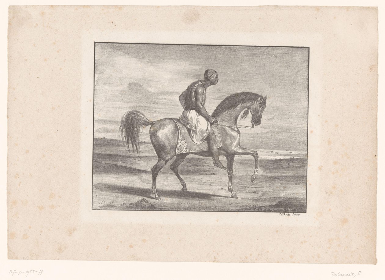 رجل على ظهور الخيل في الصحراء بواسطة يوجين ديلاكروا