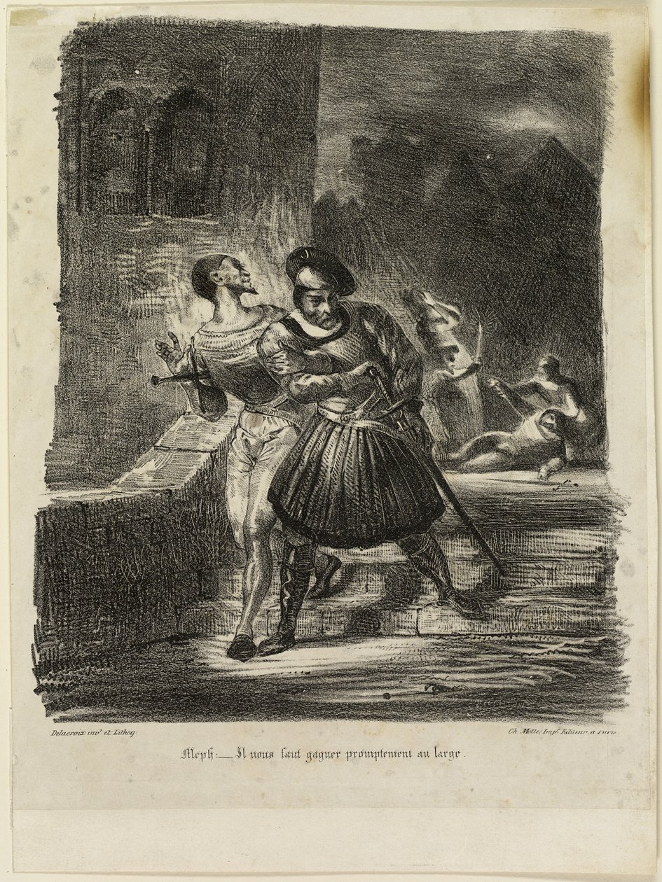 Mephistopheles و Faust الفرار بعد المبارزة بواسطة يوجين ديلاكروا
