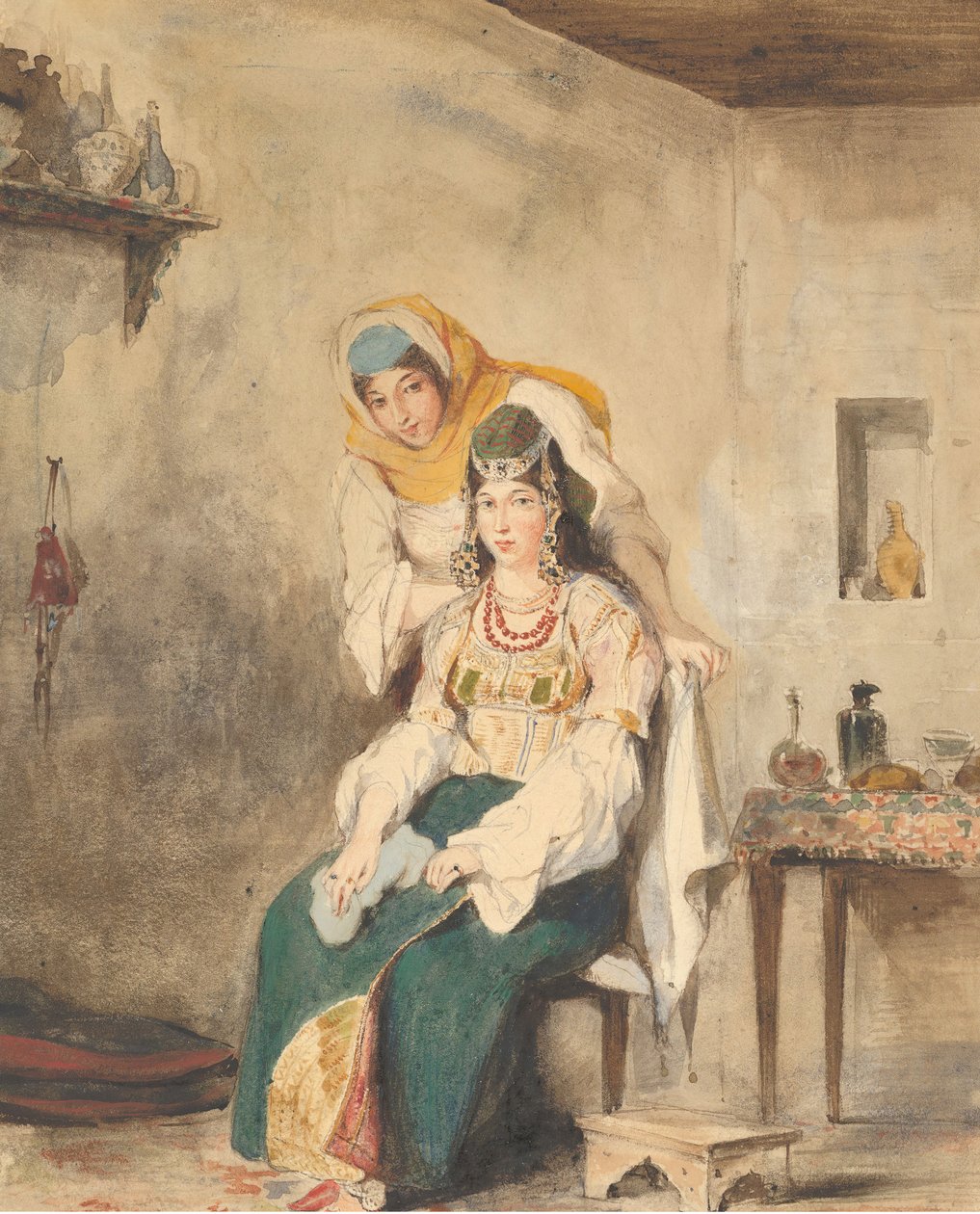 صعدة زوجة إبراهيم بن شيمول وبريسيادة إحدى بناتهما ، 1832. بواسطة يوجين ديلاكروا