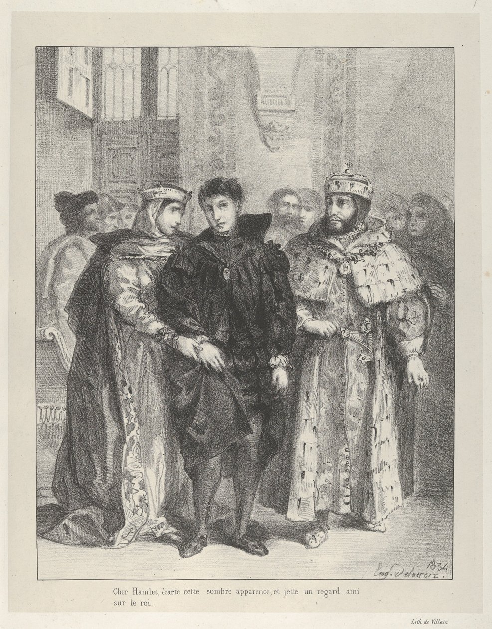 الملكة تحاول تعزية هاملت ، 1834. ، 1834. بواسطة يوجين ديلاكروا