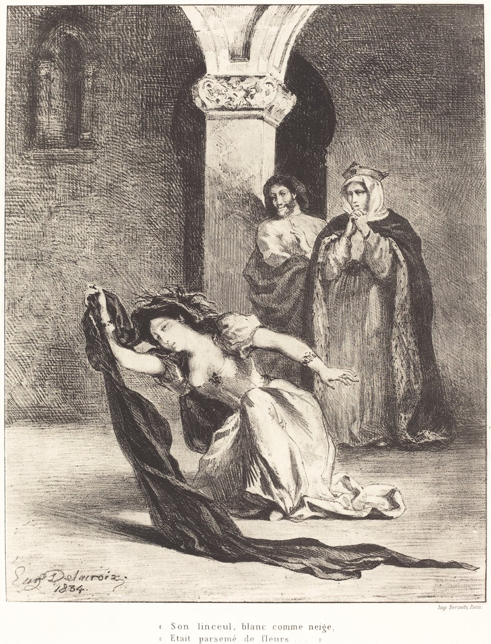 أغنية أوفيليا ، الفصل الرابع ، المشهد الخامس ، 1834. بواسطة يوجين ديلاكروا