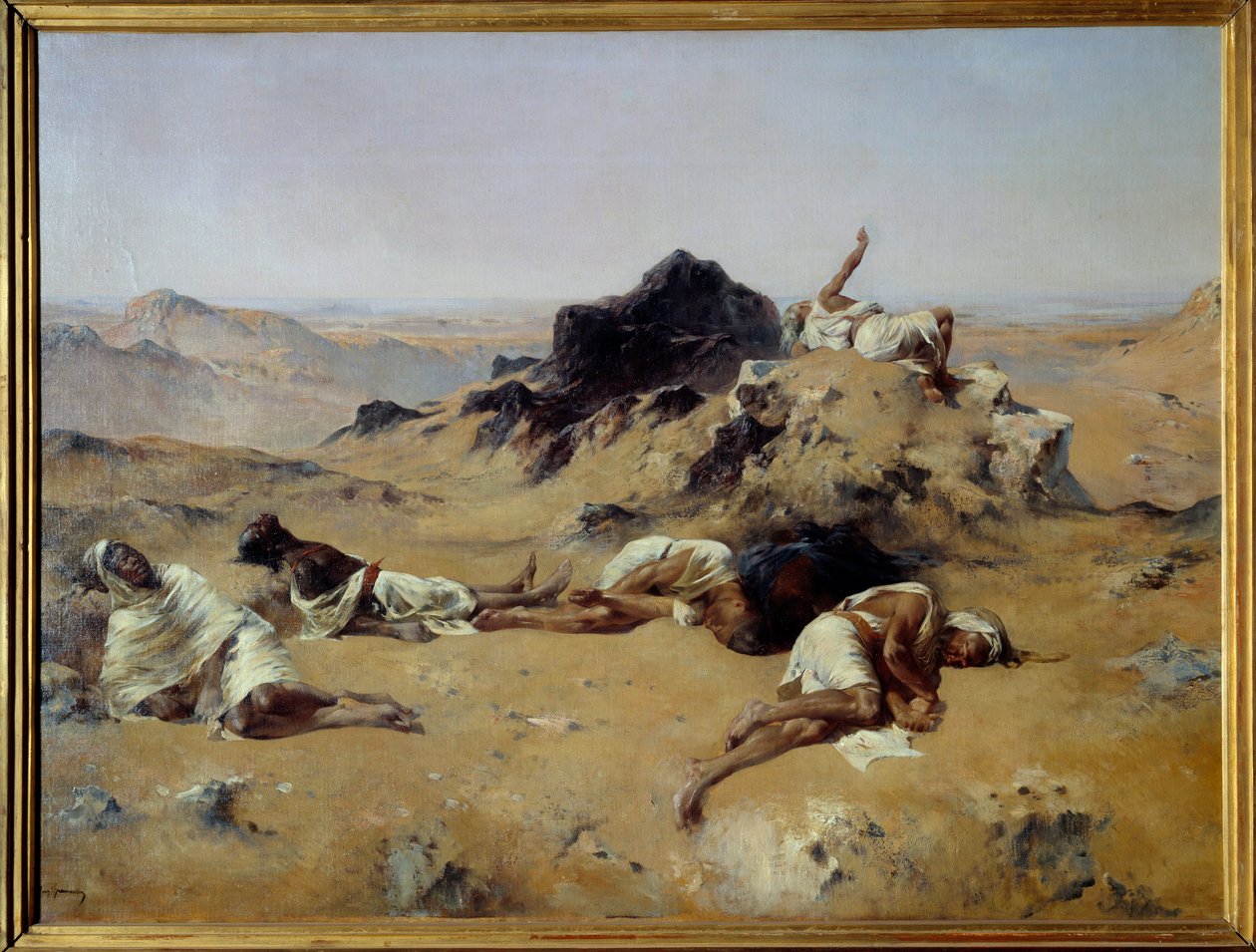 صحراء. الرجال العطشى. 1869. يوجين فرومنتان (1820-1876)، متحف أورسيه، 1.03 × 1.43 متر مربع بواسطة يوجين فرومنتين