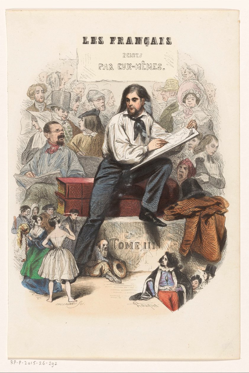 رسم فنان صفحة عنوان لـ: Les Français peints par eux-mêmes، 1841 بواسطة يوجين جيلوموت