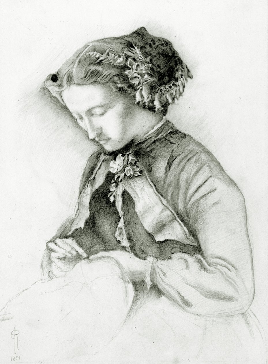 صورة إيفي مع Foxgloves في شعرها (The Foxglove) 1853 بواسطة Euphemia Ruskin