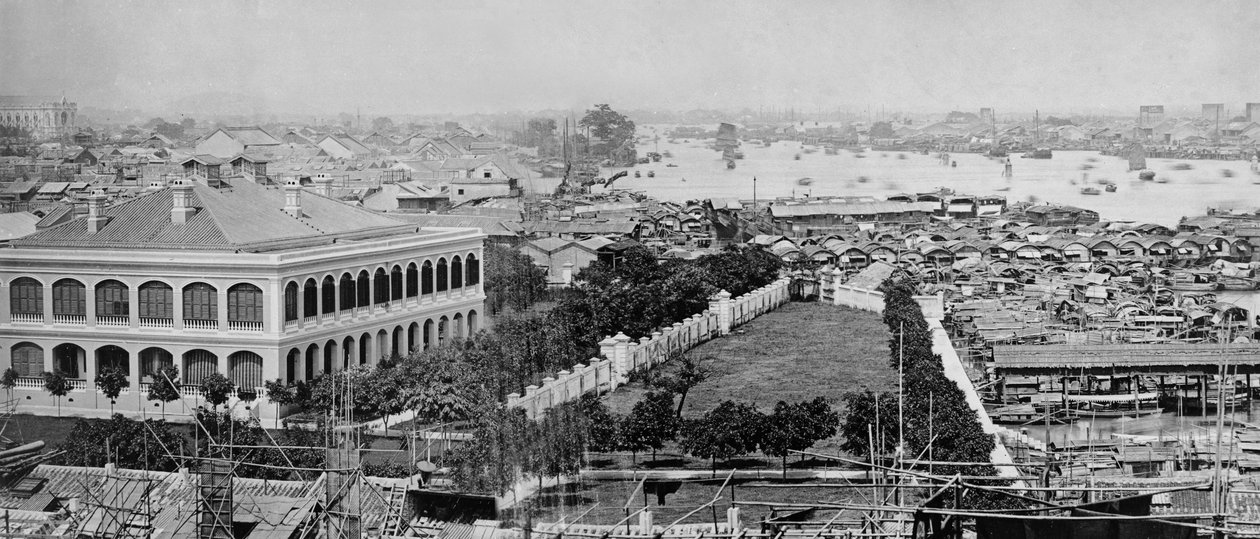 أسباب الامتياز الأمريكية ونهر بيرل ، كانتون ، 1880s بواسطة المصور الأوروبي