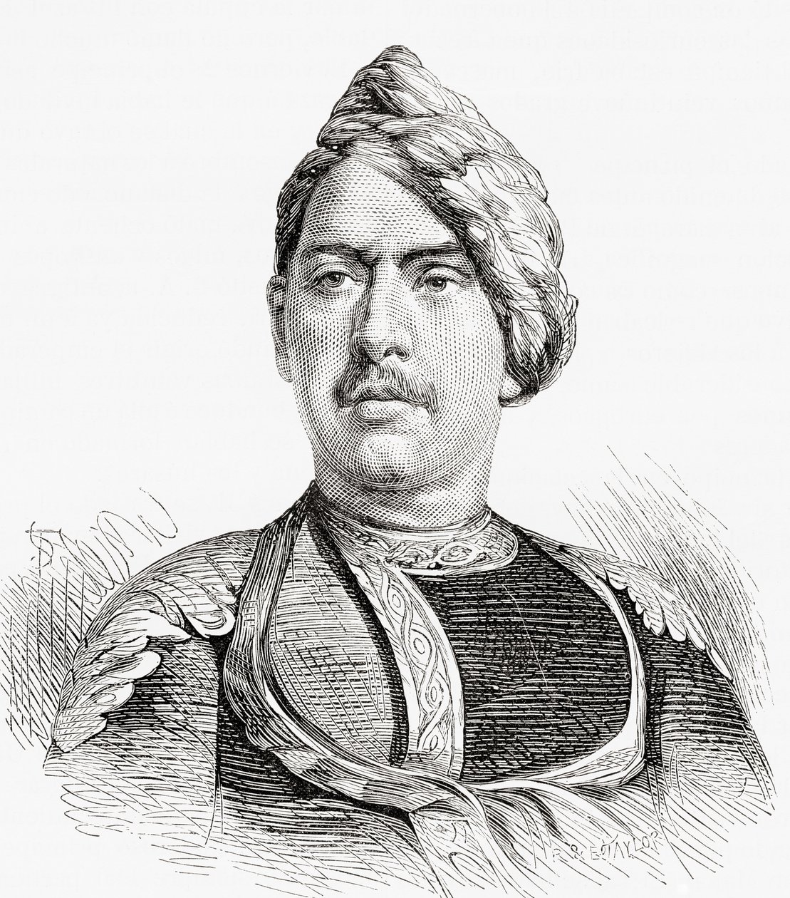 جاسوانت سينغ ، مهراجا بهاراتبور "من إل موندو إن لا مانو" ، نُشر عام 1878 بواسطة المدرسة الأوروبية