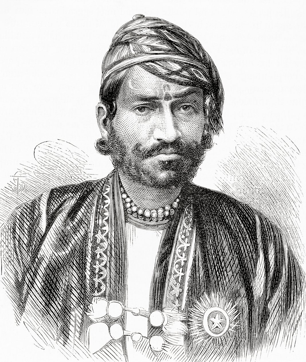 مهراجا ساواي رام سينغ الثاني ، مهراجا جايبور ، من "El Mundo en la Mano" ، نُشر عام 1878 بواسطة المدرسة الأوروبية