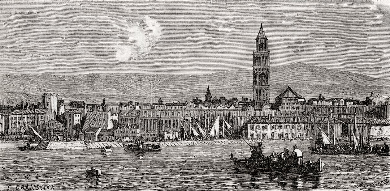 سبليت ، كرواتيا ، من "العالم في اليد" ، نُشر عام 1878 بواسطة المدرسة الأوروبية