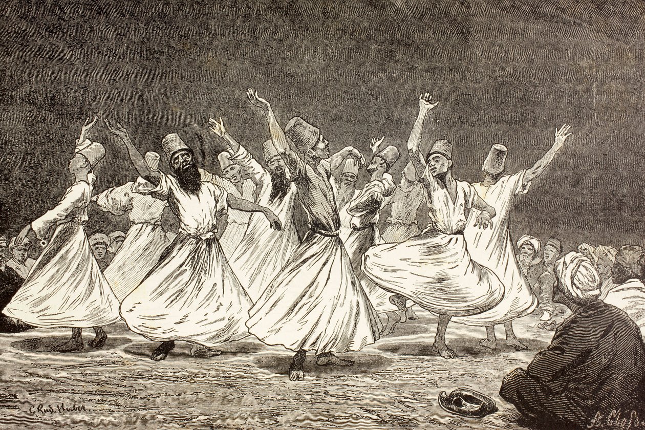 دوامة الدراويش ، من "العالم المصور" ، نشر برشلونة ، 1880 بواسطة المدرسة الأوروبية