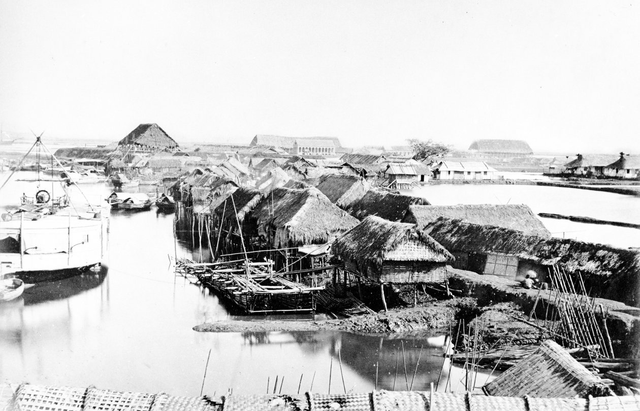 منازل السكان الأصليين ، سايغون ، 1870s بواسطة المصور الأوروبي