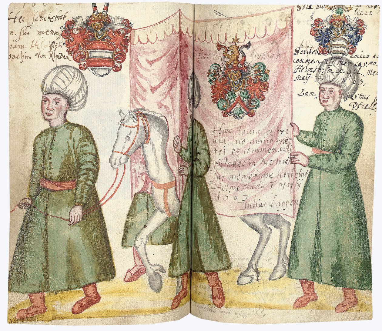 صفحات من ألبوم Amicorum الخاص بـ Julius Pflug ، بما في ذلك الأزياء التركية ومعاطف النبالة ، 1600-13 بواسطة المدرسة الأوروبية
