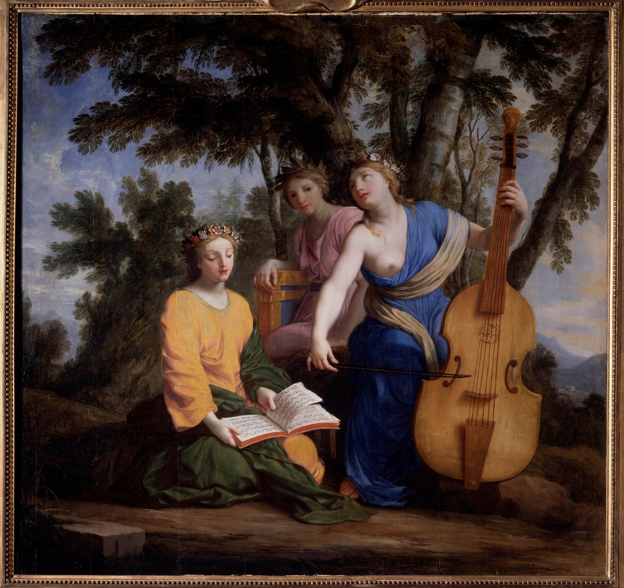 تمثيل الثلاثة Muses Melpomene و Erato و Polymnie (زيت على قماش) بواسطة Eustache (استوديو) Le Sueur