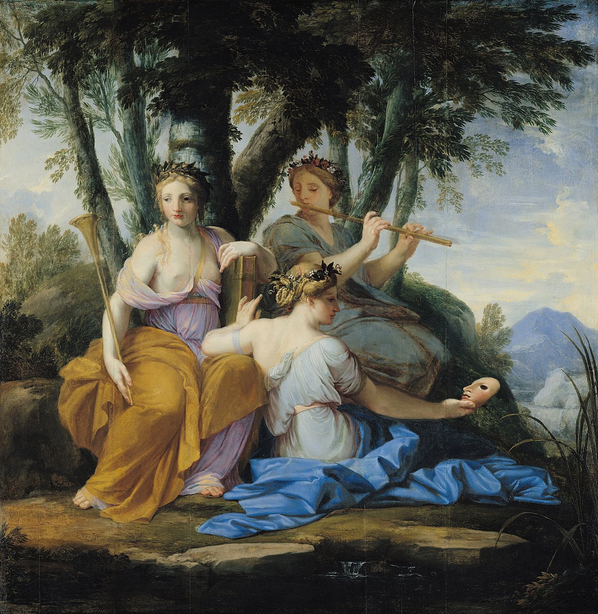 The Muses و Clio و Euterpe و Thalia ، حوالي 1652-55 (زيت على لوح) بواسطة يوستاش لو سوير
