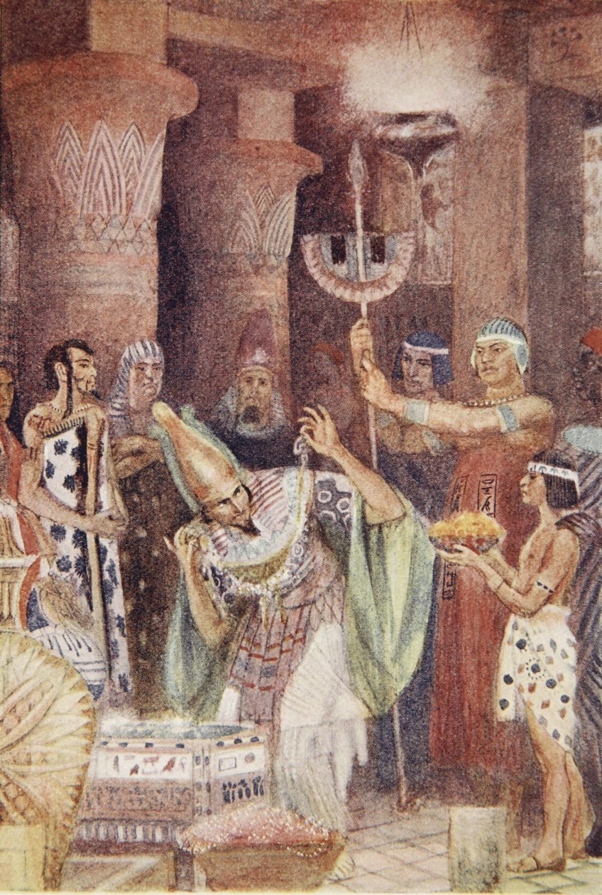 غرفة كنز رامبسينيتس، رسم توضيحي من كتاب "أساطير مصر القديمة" للويس سبنس بواسطة إيفلين بول
