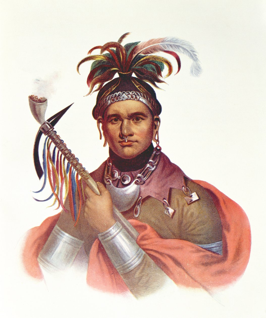 Ki-On-Twog-Ky أو "Complanter" ، رئيس سينيكا ، 1796 ، صورة توضيحية من "القبائل الهندية لأمريكا الشمالية. Vol.1 &39;، بقلم توماس ل. مكيني وجيمس هول ، الحانة. بواسطة John Grant (color litho) بواسطة بارتولي