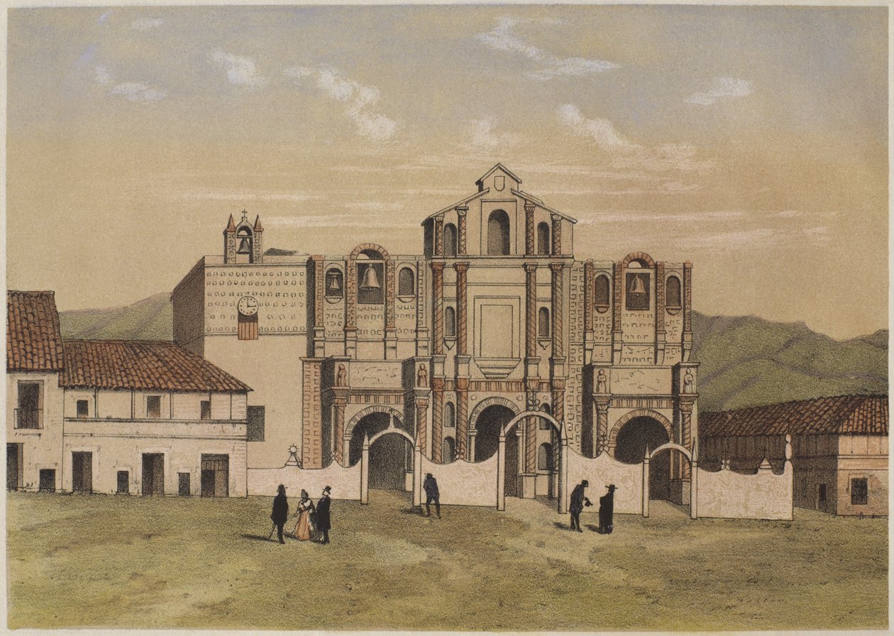 كنيسة سانتا كاتالينا ، كاخاماركا ، رسم توضيحي من "Geografia del Peru" بقلم ماريانو ، فيليبي باز سولدان (1821-86) ، اللوحة التاسعة ، 1863 بواسطة F. Delamare