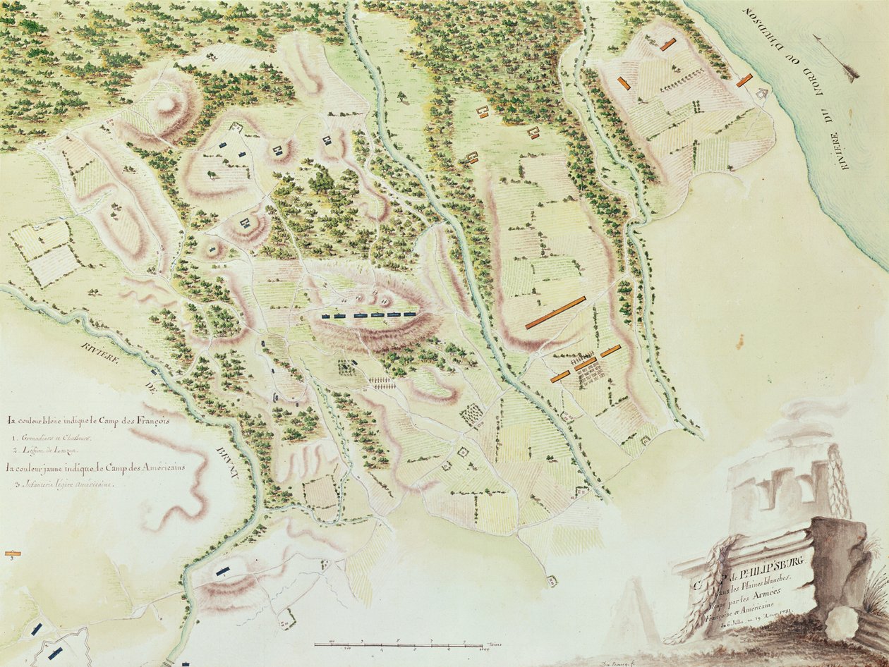 خريطة فيليبسبورغ ، من "الحرب الأمريكية" ، 1782 (نقش الألوان) بواسطة F. Dubourg