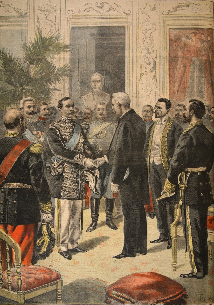 سفير روسيا ، الأمير أوروسوف في الإليزيه ، رسم توضيحي من "Le Petit Journal: Supplement illustre" ، 6 مارس 1898 بواسطة فلوريدا وتوفاني ، أوسوالدو ميول