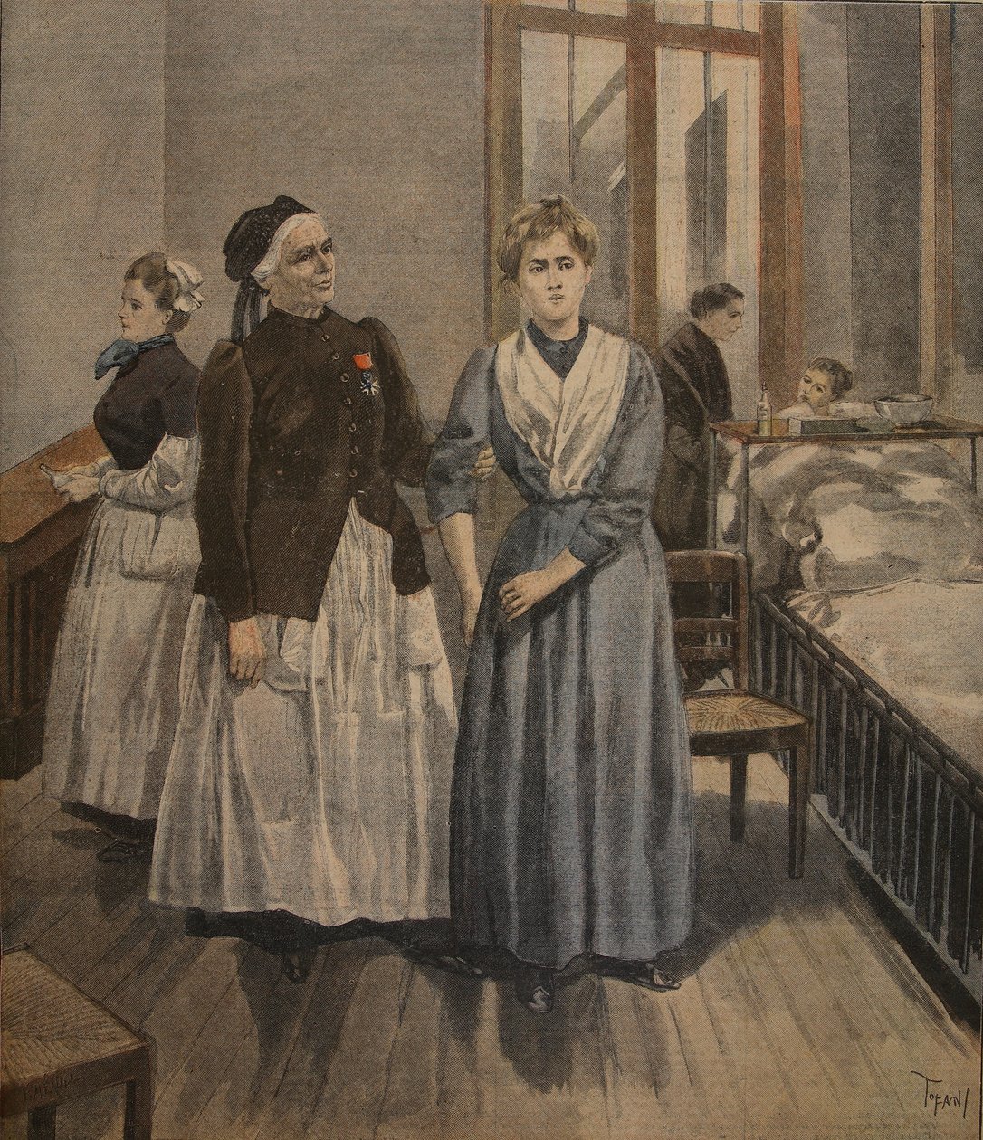 The Cross of Honor for Madamoiselle Bottard ، توضيح من "Le Petit Journal: Supplement illustre" ، 16 يناير 1898 بواسطة فلوريدا وتوفاني ، أوسوالدو ميول