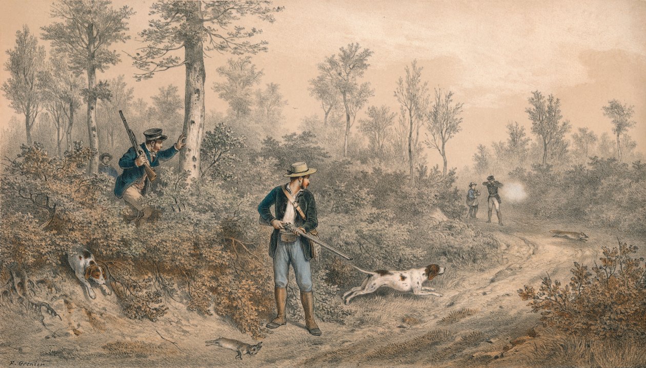 "Chasses a Tir، Battue en Forêt" ، منتصف القرن التاسع عشر. بواسطة F Grenier