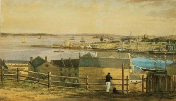 سيركولار كواي ، سيدني ، حوالي عام 1870 (ألوان مائية) بواسطة إف هالستد