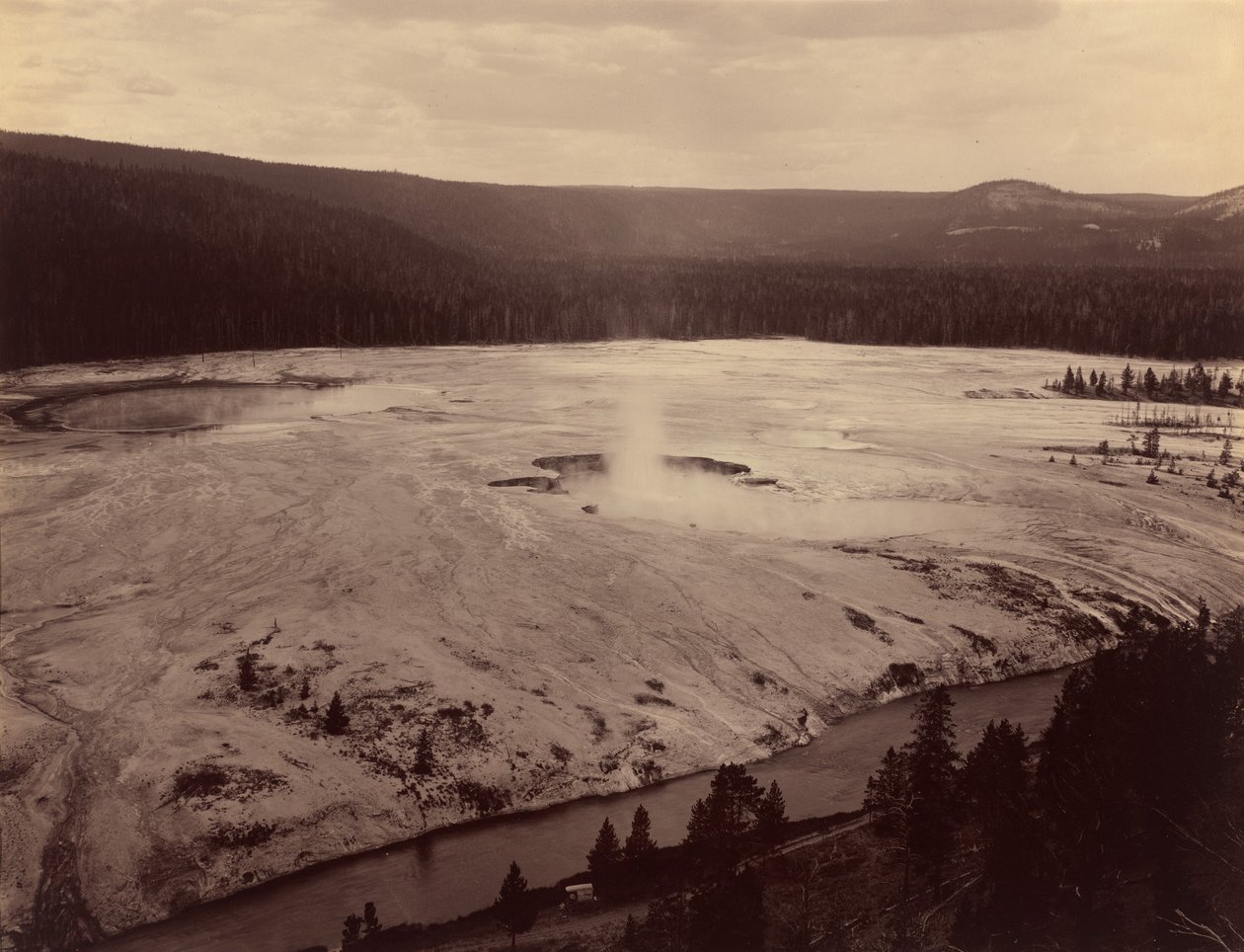 نصف فدان الجحيم ، نهر Firehole ، 1884. بواسطة F. جاي هاينز