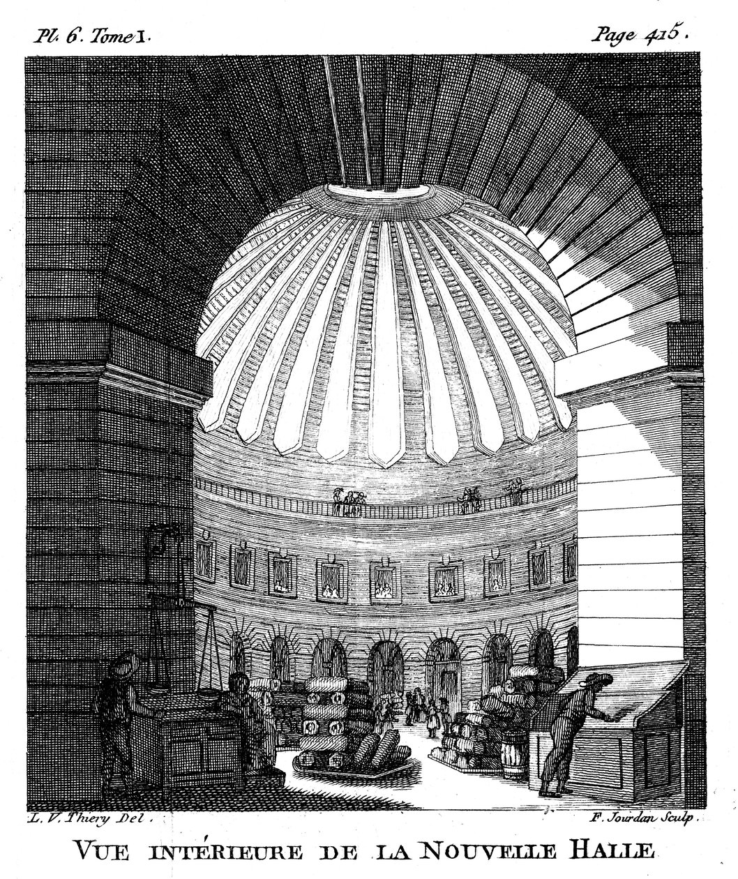 Les Halles ، باريس ، 1786 بواسطة ف. جوردان