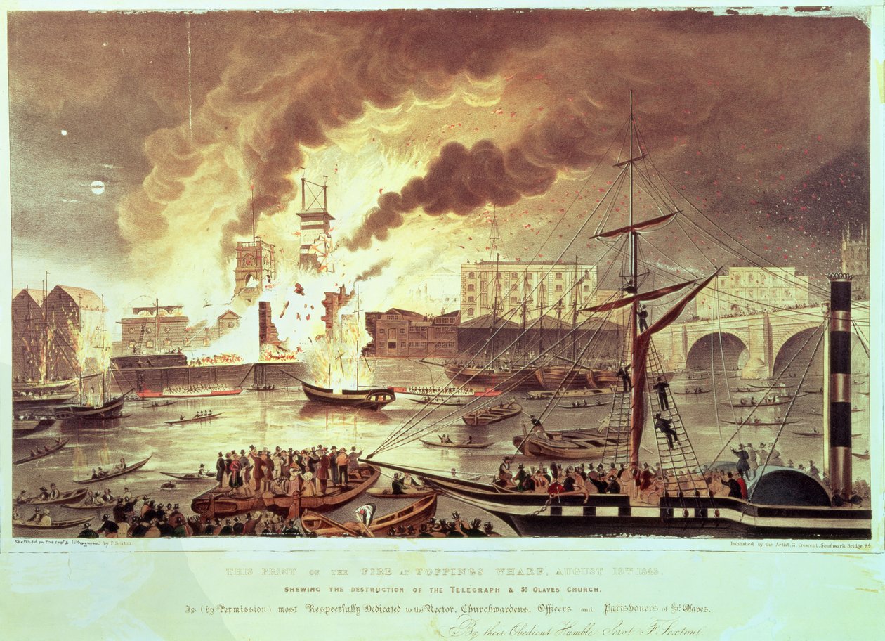توبينغز وارف فاير ، 1843 بواسطة F. Sexton