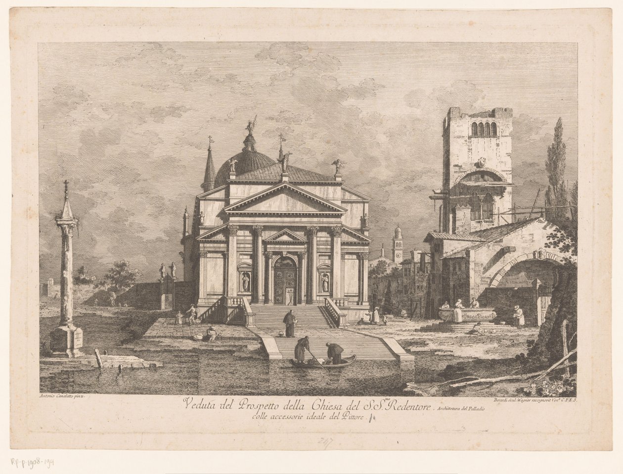 منظر لـ Il Redentore في البندقية Veduta del Prospetto della Chiesa del SSmo Redentore (العنوان على الكائن) مناظر لمدينة البندقية بعد تصميمات كاناليتو (عنوان السلسلة) بواسطة فابيو بيراردي