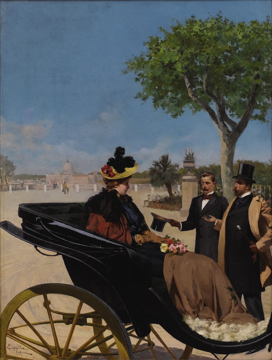 الوصول إلى فيلا بورغيزي ، 1878. بواسطة فابيو سيبولا