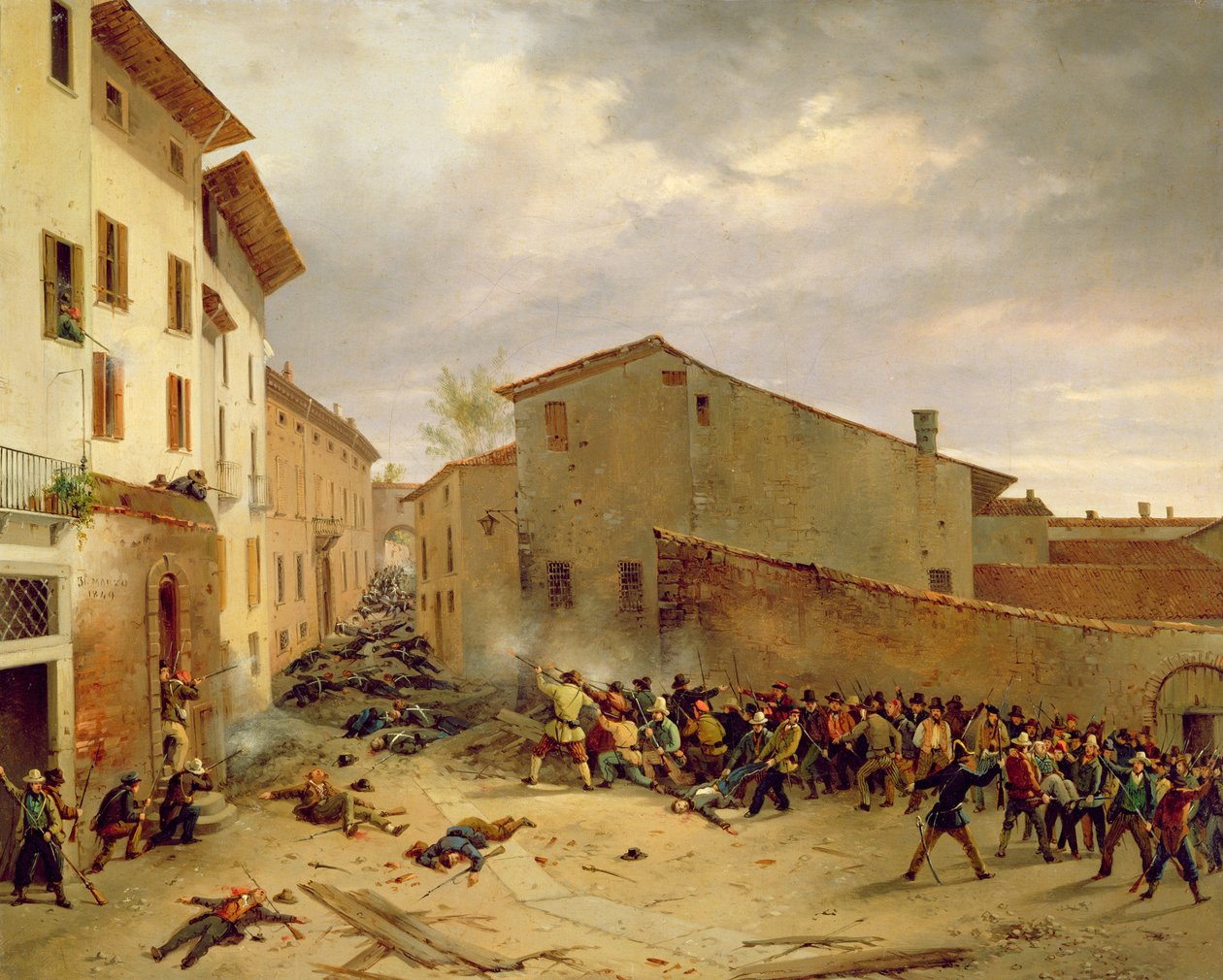 معركة 31 مارس 1849 في Via delle Consolazione في بريشيا بواسطة فاوستينو جولي