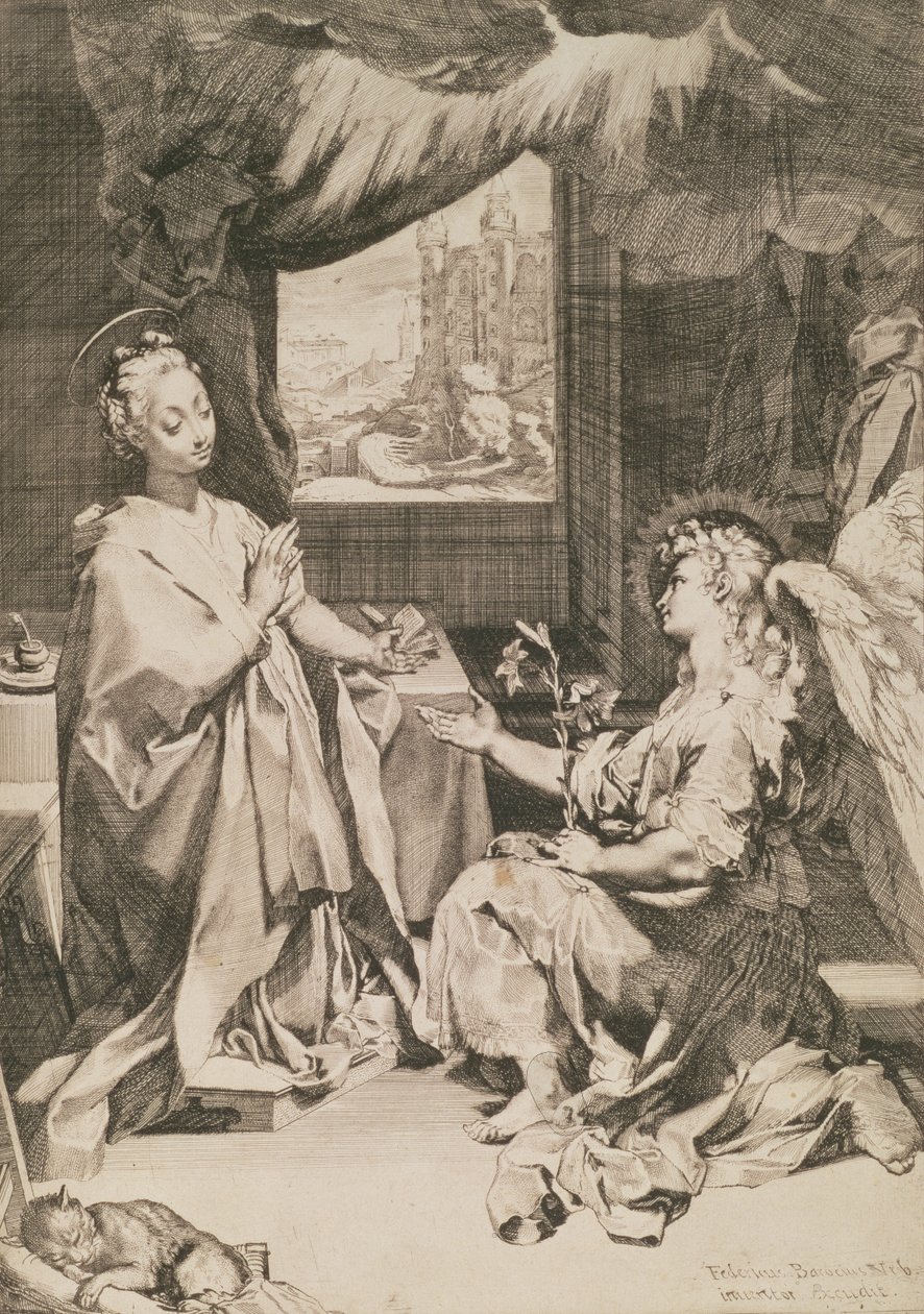 البشارة ، c.1581 (نقطة جاف مع نقش منقوش) بواسطة فيديريكو باروتشي