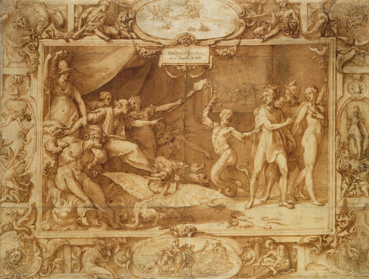أبولو يُضلّ ، c.1572 (قلم وحبر مع غسل على ورق استشفائي فوق قلم رصاص) بواسطة فيديريكو زوكارو
