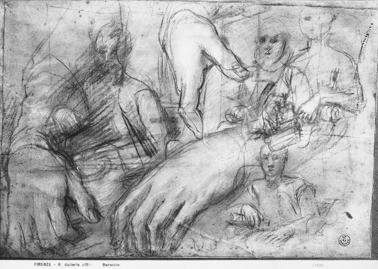 دراسة اليدين لصورة Ippolito della Rovere (طباشير أسود وأحمر وأبيض على ورق) بواسطة Federico Fiori Barocci أو Baroccio