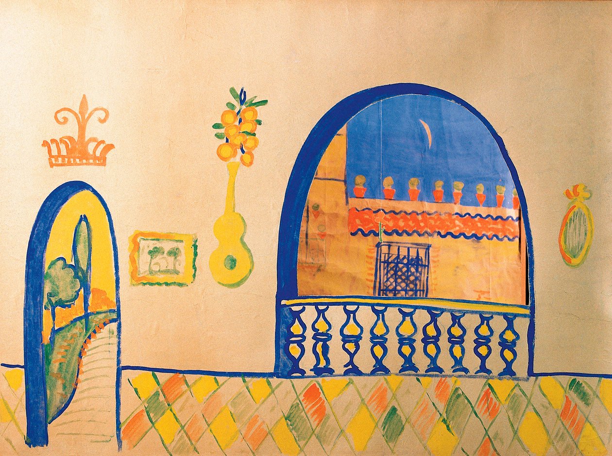 رسم لفيدريكو غارسيا لوركا (1898-1936) لتزيين مسرح غينول بواسطة فيديريكو جارسيا لوركا