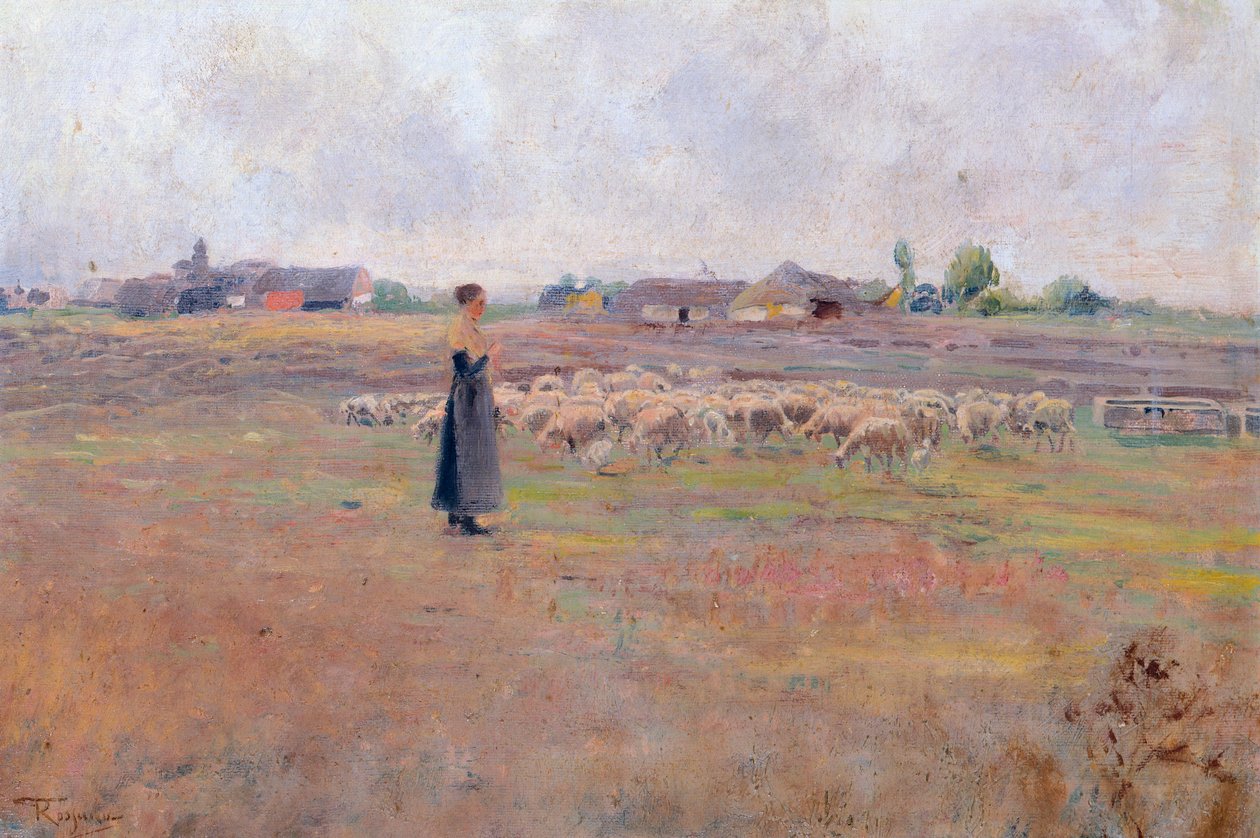 هدوء المساء ، بقلم فيديريكو روسانو (1835-1912) ، زيت على ورق مقوى ، 28x46،8 سم بواسطة فيديريكو روسانو