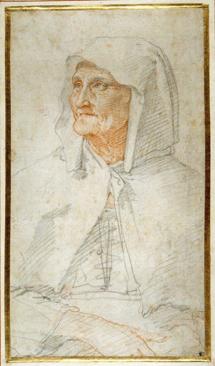 An old lady seated, half length (coloured chalks on paper) بواسطة فيديريكو زوكارو