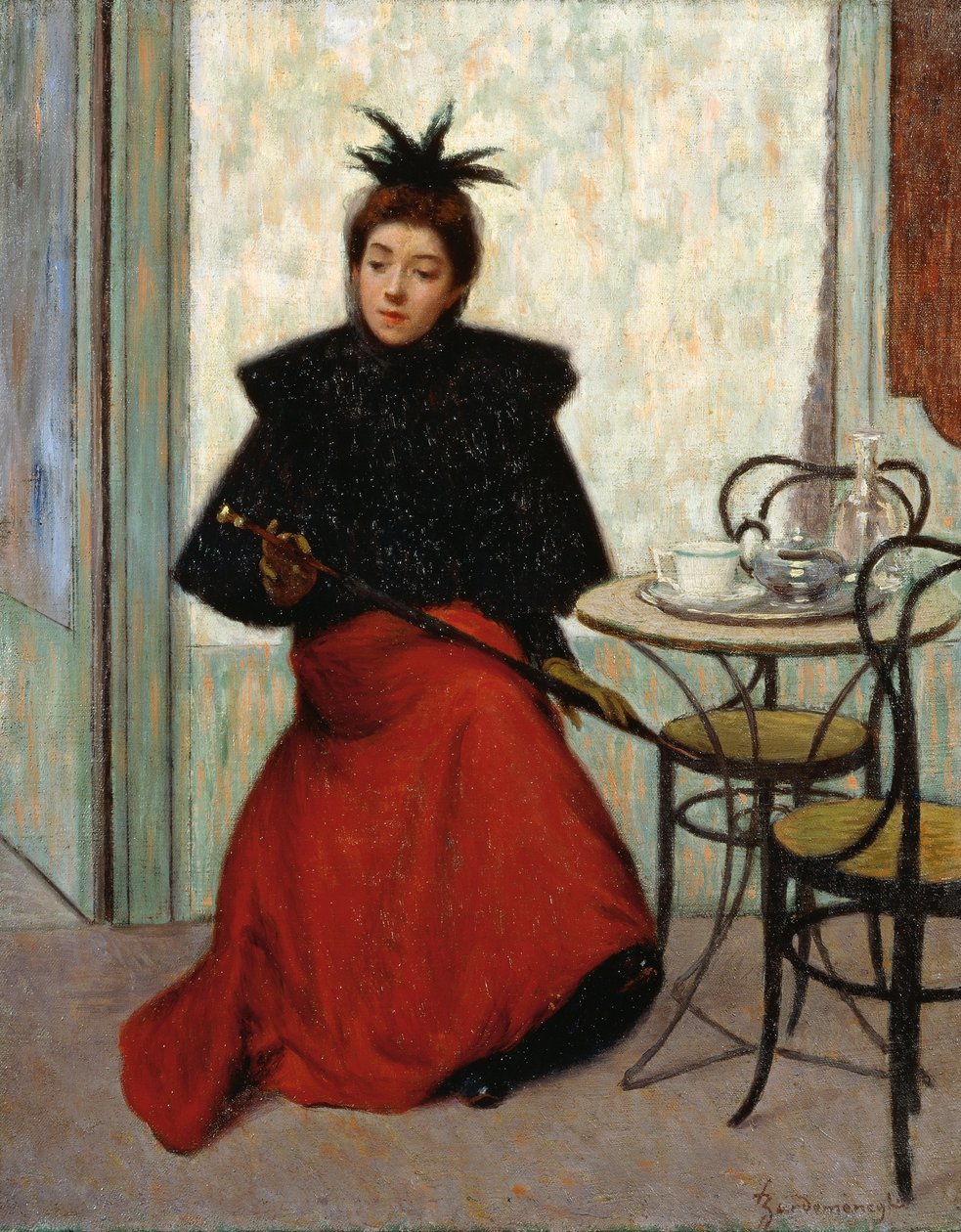 At cafe, by Federico Zandomeneghi (1841-1917), oil on canvas, 41x33 cm بواسطة Federigo Zandomeneghi