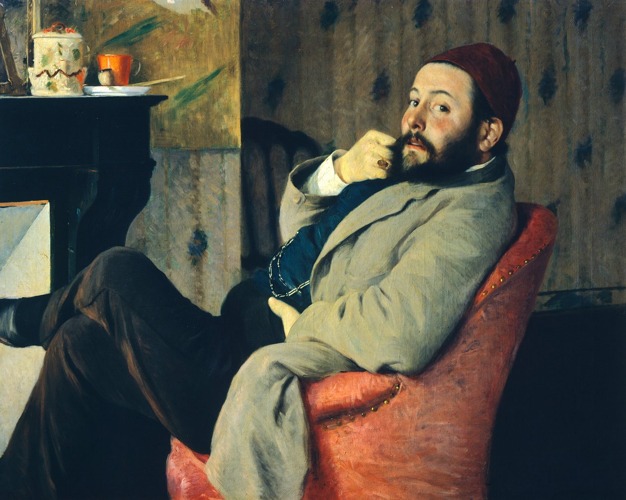 Diego Martelli by fireplace بواسطة Federigo Zandomeneghi