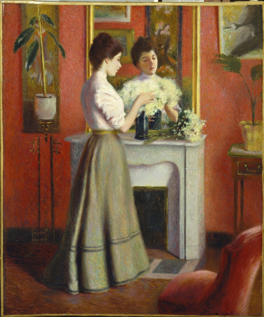 امرأة أمام المرآة قدم المساواة Zandomeneghi ، فيديريكو (1841-1917). زيت على قماش ، مقاس 65x55 بواسطة Federigo Zandomeneghi
