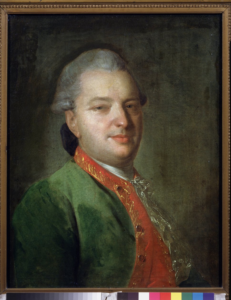 صورة للشاعر فاسيلي مايكوف (1728-1778). لوحة لفيودور (فيدور أو فيودور) ستيبانوفيتش روكوتوف (1735-1808) ، زيت على قماش ، أواخر عام 1760. الفن الروسي في القرن الثامن عشر. معرض الدولة تريتياكوف ، موسكو. بواسطة فيدور ستيبانوفيتش روكوتوف